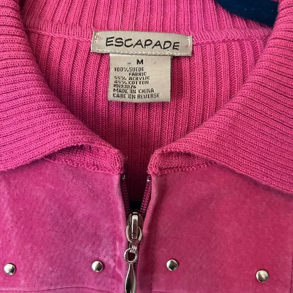 Escapade Studded Suede Knit Pink Jacket Sweater Size M - Picture 4 of 15